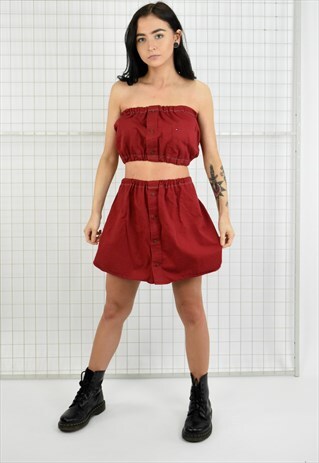 VINTAGE RE-WORKED TOMMY HILFIGER TUBE TOP/SKIRT COMBO