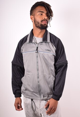 ASICS MENS VINTAGE TRACKSUIT TOP JACKET MEDIUM GREY 90S