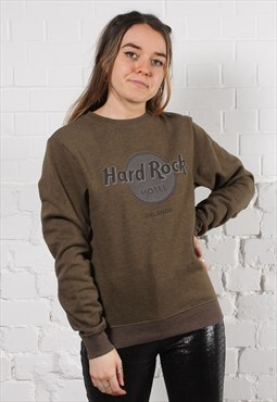 Vintage Hard Rock Cafe Sweater in Green with Logo Small