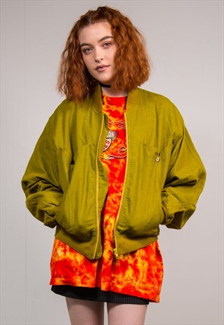 90'S VINTAGE GREEN BOMBER STYLE JACKET