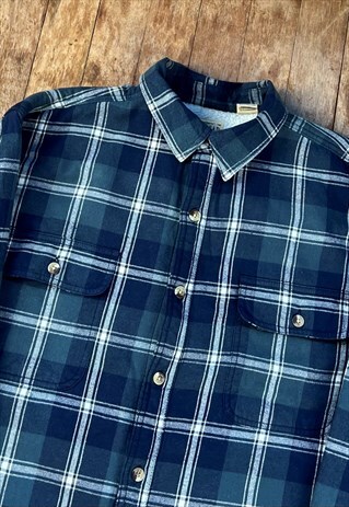 VINTAGE FLANNEL CHECKED NAVY SHIRT    