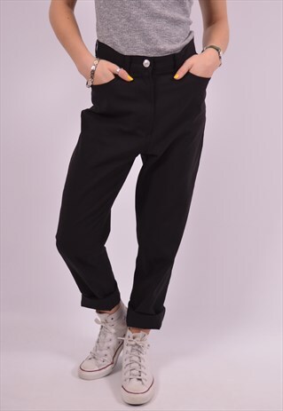 BENETTON WOMENS VINTAGE TROUSERS W26 L28 BLACK 90S