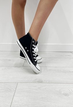 justyouroutfit High Top Canvas Trainers Black