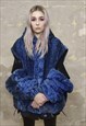 SNAKE FLEECE JACKET DETACHABLE HANDMADE PYTHON BOMBER BLUE