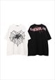 SPIDER WEB T-SHIRT HEART PRINT TEE GOTHIC TOP IN BLACK