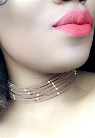 CHOKER IN BROWN AND GOLD
