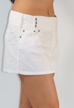 Y2K White Belted Micro Mini Skirt Skort