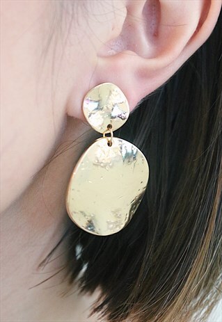 DISC DROP EARRINGS - GOLD