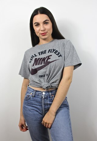 90'S RETRO GREY SPELL-OUT T-SHIRT