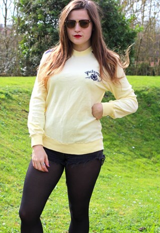 VINTAGE 80S NAUTICAL YACHTING JUMPER MEDIUM SAILING BOAT