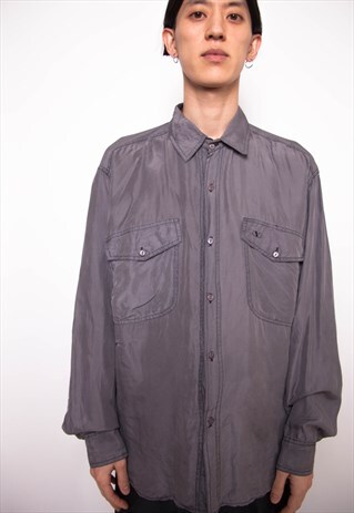 VINTAGE 90S VALENTINO GREY SHIRT ID:4145