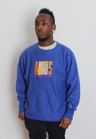 VINTAGE BLUE CHAMPION SWEATSHIRT LARGE
