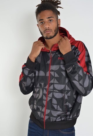 VINTAGE PUMA HOODED TRACK JACKET 90'S BLACK