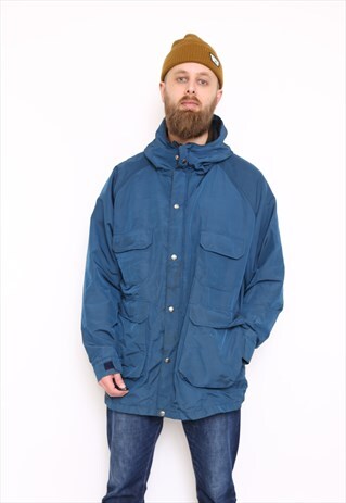 VINTAGE BLUE WOOLRICH HOODED MIDWEIGHT PARKA