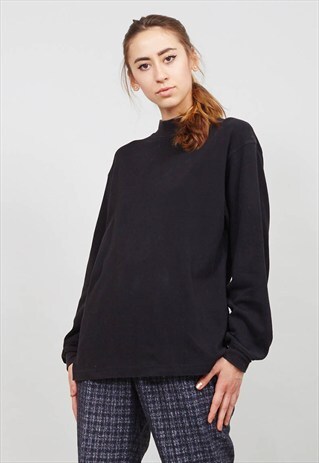 VINTAGE BLACK OVERSIZED TURTLE NECK TOP