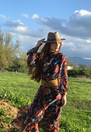 BOHO STYLE MAXI DRESS WITH FLORAL PRINT