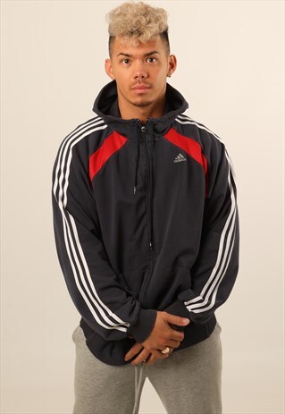 VINTAGE ADIDAS PRINT LOGO ZIPPED HOODIE