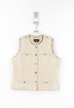 Massimo Dutti Vintage Sleeveless Jacket in Beige - XL