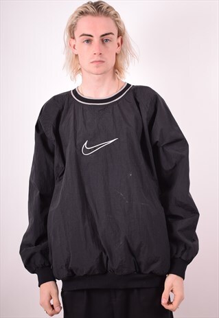 NIKE MENS VINTAGE TRACKSUIT TOP XL BLACK 90S