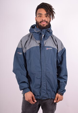 BERGHAUS MENS VINTAGE WINDBREAKER JACKET LARGE GREY 90S