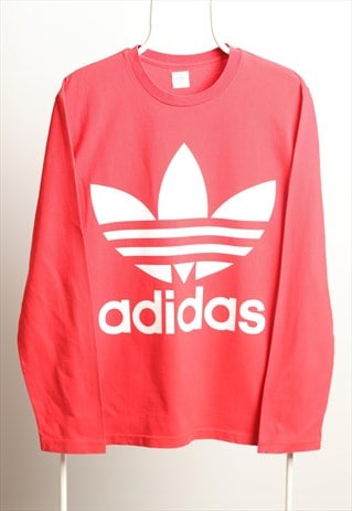 VINTAGE ADIDAS CREWNECK LARGE LOGO SWEATSHIRT RED SIZE L