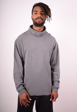 TOMMY HILFIGER MENS VINTAGE TOP LONG SLEEVE XL GREY 90S