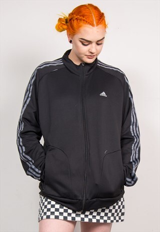 90'S VINTAGE BLACK ADIDAS TRACKSUIT JACKET TOP