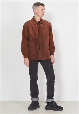 Vintage Brown Suede and Knit Outwear Jacket