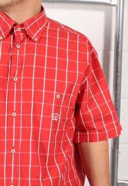 Vintage Paul & Shark Shirt in Red Short Sleeve Top Large
