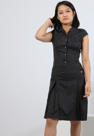 VINTAGE VERSACE SMALL CHARCOAL SHIRT DRESS