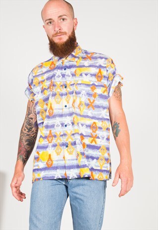 VINTAGE 90S CRAZY PRINT SHIRT S0771