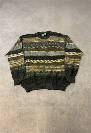 VINTAGE KNITTED JUMPER ABSTRACT PATTERNED KNIT SWEATER