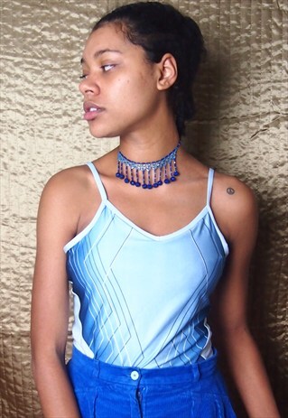 BLUE SPORTS WEAR CROP TOP