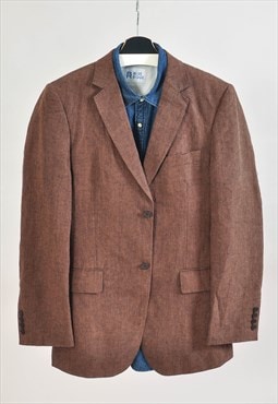 Vintage 00s linen blazer jacket in brown