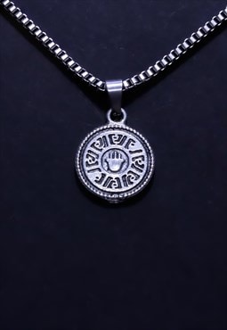 Silver Fatima Hand Chain Necklace