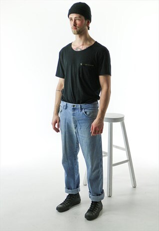 BLUE LARGE JEANS / HIGH WAISTED DENIM PANTS