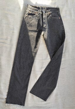Vintage 80's 501 Raw Hem Charcoal Jeans
