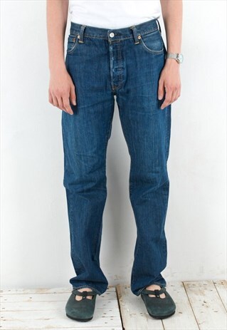501 Vintage Mens W36 L36 Straight Jeans Denim Pants Trousers