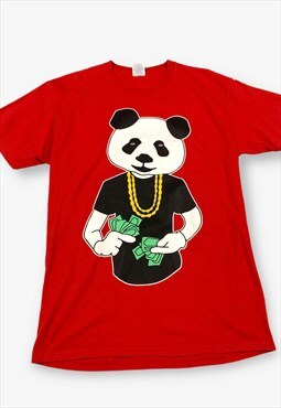 Vintage gangster panda graphic t-shirt red medium BV18060