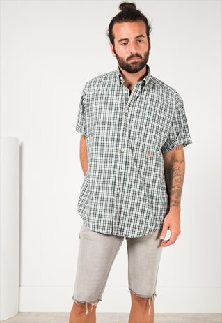 VINTAGE 80S TOMMY HILFIGER SHORT SLEEVE SHIRT/ S4081