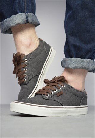 VINTAGE 90S VANS CHARCOAL GREY & BROWN SKATE SHOES TRAINERS