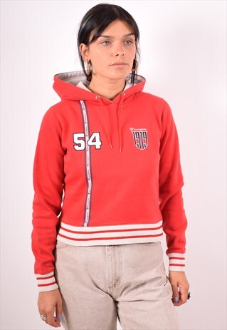CHAMPION WOMENS VINTAGE HOODIE JACKET SMALL RED 90S