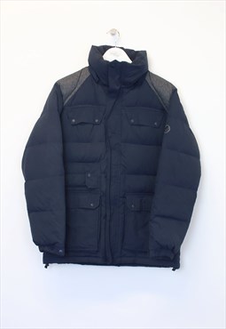 Vintage Adidas puffer jacket in navy and grey. Best fits M