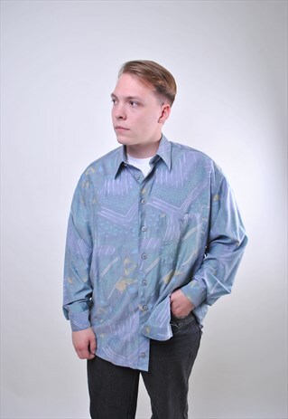 80S MULTICOLOR ABSTRACT PRINT MAN OVERSIZE SHIRT