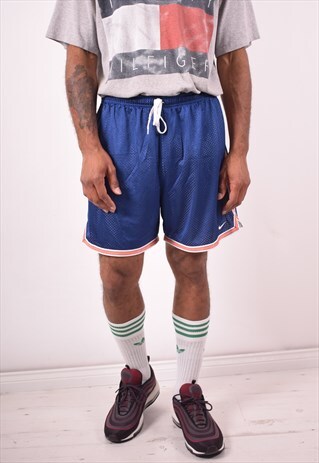 NIKE MENS VINTAGE SHORTS LARGE BLUE 90S