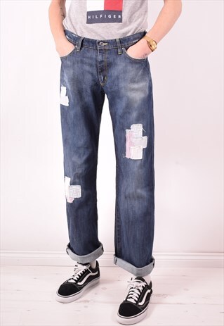 ARMANI MENS VINTAGE JEANS W31 L32 BLUE 90S