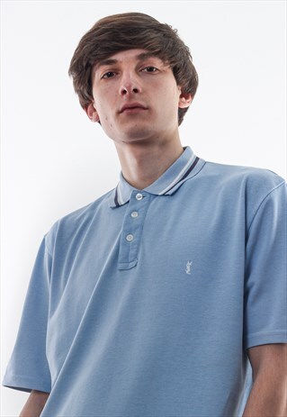 VINTAGE YVES SAINT LAUNRET 90S BLUE SHORT SLEEVE