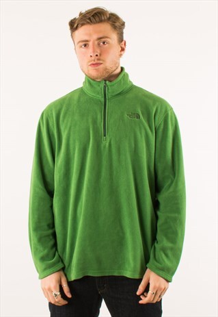 VINTAGE NORTH FACE GREEN QUARTER ZIP FLEECE