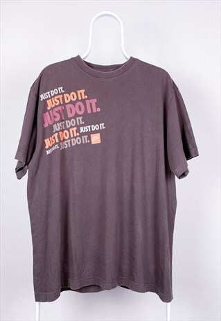 VINTAGE NIKE T-SHIRT JUST DO IT SWOOSH BROWN LARGE