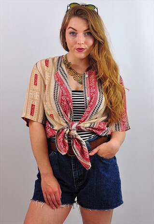 VINTAGE ABSTRACT FESTIVAL PATTERNED SHIRT